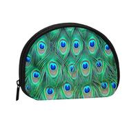 Adorable Green PeacockSmall Makeup Sanitary Napkin Storage Bag,Women's Cosmetic Coin Purse