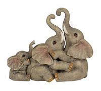 Adorable Grey Resin Elephant Family Ornament - 12.5cm x 14cm (1 Pc.) - Charming Rustic Design, Durable Handcrafted Decor, Nature-inspired Gift - Ideal for Home Accessory
