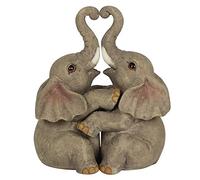 Adorable Grey Resin Embrace Elephant Couple Ornament - 12cm x 10cm (1 Pc.) - Charming Rustic Design, Durable Handcrafted Decor, Nature-inspired Gift - Ideal for Home Accessory