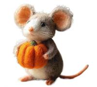 Adorable Halloween Pumpkin Mouse with Witch Hat, Cute Needle Felted Mouse Ornament, Autumn Home Decoration, Unique Halloween Decoration Gift