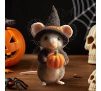 Adorable Halloween Pumpkin Mouse with Witch Hat,Handmade Wool Felt Halloween Mouse Ornament,Needle Felted Pumpkins Animals Decoration,Unique Hallowe-en Decoration Gift,Home Decor Gifts