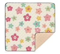 Adorable Hand Draw Flower Baby Play Mat for Floor, 127x127 CM Playpen Mat,Thicken Soft Non-Slip Tummy Time Mat for Toddlers and Infants