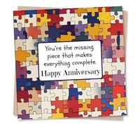 Adorable Happy Anniversary Card For a Loved One - Jigsaw - You're The Final Piece That Makes Everything Fall Into Place - For a Special Someone, Friend, Parent, Relative, Grandparent