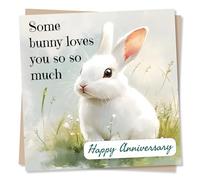 Adorable Happy Anniversary Card for Partner - Bunny, Rabbit - Love You So Much - Romance, Heartfelt - For Husband, Wife, Girlfriend, Boyfriend