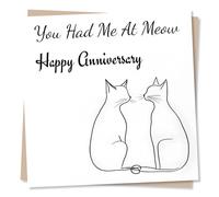 Adorable Happy Anniversary Cat Card For A Loved One - Cats, Purr, Meow - Playful, Funny, Humorous - For A Special Someone, Partner, Husband, Wife