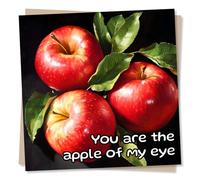 Adorable Happy Anniversary or Birthday Card For Partner - You Are The Apple Of My Eye - Fruit, Delicious - Sincere, Heart, Heartfelt - For Husband, Wife, Girlfriend, Boyfriend