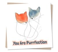Adorable Happy Anniversary or Birthday Cat Card - Cats, Purr, Meow - Playful, Funny, Humorous - For A Special Someone, Partner, Husband, Wife