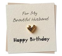 Adorable Happy Birthday Card For A Beautiful Husband - Simple, Sweetheart, Darling - Gold, Heartfelt, Sincere - For a Partner, Boyfriend, Husband, Special Someone
