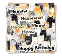 Adorable Happy Birthday Card for a Loved One and Cat Lover - Meow - Animals, Pets, for a Special Someone, Pet Parent, Family, Friend, Partner, Relative