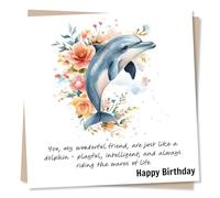 Adorable Happy Birthday Card For a Loved One and Dolphin Lover - Playful and Intelligent, Wonderful Friend - Friends, Sea, Animals - Happiness, Love - For a Friend, Bestie, Special Someone