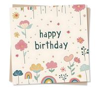Adorable Happy Birthday Card For A Loved One - Rainbow, Flower, Nature - Appreciation, Gratitude - Beautiful - For a Special Someone, Family, Friend, Relative, Teacher, Partner