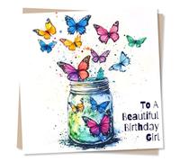 Adorable Happy Birthday Card For A Loved One - To A Beautiful Birthday Girl - Butterflies, Magic - For a Special Someone, Friend, Bestie, Relative, Partner, Girlfriend, Wife
