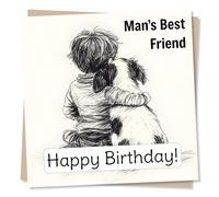 Adorable Happy Birthday Card For a Pet Owner - Man's Best Friend - Dog Owner, Dogs, Pets - Cuddles - For a Special Someone, Animal Owner