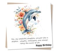 Adorable Happy Birthday Card For Daughter - Dolphin, Playful and Intelligent, Wonderful - Friends, Sea, Animals - Happiness, Love - For a Child, Relative, Family, Bestie