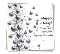 Adorable Happy Birthday Card From Your Favourite Mother-In-Law - Daughter/Son-in Law - Hearts, Heartfelt - Celebrations - For a Loved One, Special Someone, Family, Relative