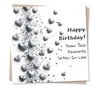 Adorable Happy Birthday Card From Your Favourite Sister-In-Law - Relative, Family - Hearts, Heartfelt - Celebrations - For a Loved One, Special Someone, Relative