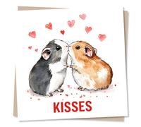 Adorable Happy Birthday or Anniversary Card For a Loved One and Animal Lover - Guinea Pig, Kisses, Hugs, Hearts - Happiness, Love - For a Special Someone, Partner, Husband, Wife, Boyfriend, Girlfriend