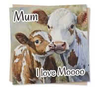Adorable Happy Birthday or Mother's Day Card For a Loved One - Incredible Mother - I Love Mooo, Humour, Cows - Kissing, Animal Lover, Love, Kisses - For a Special Someone, Partner, Mum, Mama, Mummy