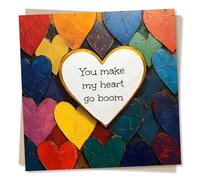 Adorable Heart Birthday Card, Anniversary Card or Valentine's Card For Your Partner - You Make My Heart Go - Colourful Love Heart Birthday Card For Husband, Wife, Girlfriend, Boyfriend, Partner