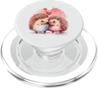 Adorable Hedgehog Couple Love Hearts Watercolor Art PopSockets PopGrip for MagSafe