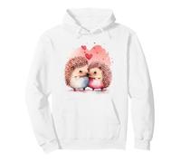 Adorable Hedgehog Couple Love Hearts Watercolor Art Pullover Hoodie