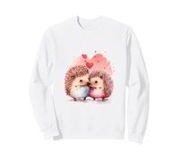 Adorable Hedgehog Couple Love Hearts Watercolor Art Sweatshirt