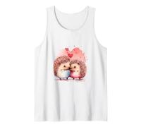 Adorable Hedgehog Couple Love Hearts Watercolor Art Tank Top