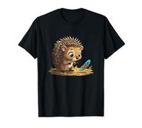 Adorable Hedgehog with Colorful Feather Scene T-Shirt