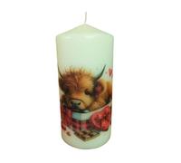 Adorable Highland Cow Decorative Pillar Candle Scentless Animal Lovers Rustic Home Decor Display Special Occasions