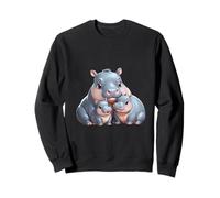 Adorable Hippopotamus Parent and Two Babies Sweatshirt