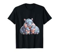 Adorable Hippopotamus Parent and Two Babies T-Shirt
