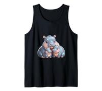 Adorable Hippopotamus Parent and Two Babies Tank Top