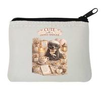 Adorable Honey Badger Cozy Scene Neoprene Coin Purse Pouch 10x11cm White