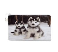 Adorable Huskies Coin Purse with Zipper Coin Wallet Coin Pouch Canvas Change Purse Pouch Zero Wallet Coin Bag