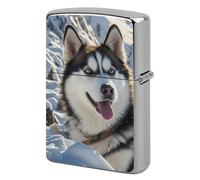 Adorable Huskies Lighter Case Classic Pocket Lighter Cover Windproof Flip-Top Metal Lighters Sleeve Double-Sided Lighters Covers for Men Women