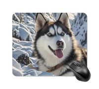 Adorable Huskies Mouse Pad Cute Square Mouse Mat Leather Non-Slip Rubber Base Mousepad Waterproof Computer Mouses Pad for Laptop Wireless Mouses Keyboard Home Office 25 * 30cm