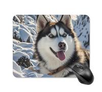 Adorable Huskies Mouse Pad Cute Square Mouse Mat Leather Non-Slip Rubber Base Mousepad Waterproof Computer Mouses Pad for Laptop Wireless Mouses Keyboard Home Office 20 * 25cm