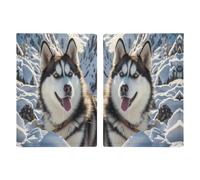 Adorable Huskies Passport Holder Personalized Passport Wallet for Women Men Travel Document Organizer Holder