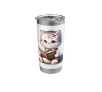 Adorable Intellectual Cat Reading A Book Stainless Steel Insulated Tumbler