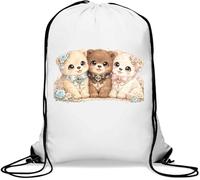 Adorable jeweled bow teddy bears Gym Sack Casual Drawstring Bag White