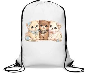 Adorable jeweled bow teddy bears Gym Sack Casual Drawstring Bag White