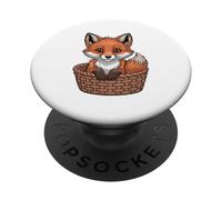 Adorable Kawaii Fox In Woven Basket PopSockets Adhesive PopGrip