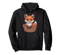 Adorable Kawaii Fox In Woven Basket Pullover Hoodie