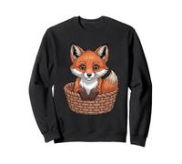 Adorable Kawaii Fox In Woven Basket Sweatshirt
