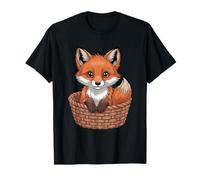 Adorable Kawaii Fox in Woven Basket T-Shirt