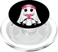 Adorable Kawaii Ghost with Pink Heart and Bows PopSockets PopGrip for MagSafe