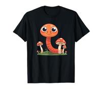 Adorable Kawaii Mushroom Worm Forest Scene T-Shirt