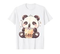 Adorable Kawaii Panda with Bubble Tea Cup Cute Boba Art Value Graphic T-Shirt, Men, White, L