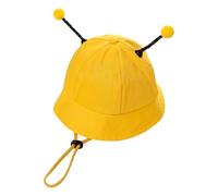 Adorable Kids Yellow Bucket Hat with Cat/Panda Animal Ears, Adjustable Wind Cord Toddler Sun Protection Beach Travel Cap UV Protective Fisherman Hat Sunhat for 3-7 Year Old Boys Girls
