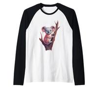 Adorable Koala On Eucalyptus Tree Climbing Raglan Baseball Tee